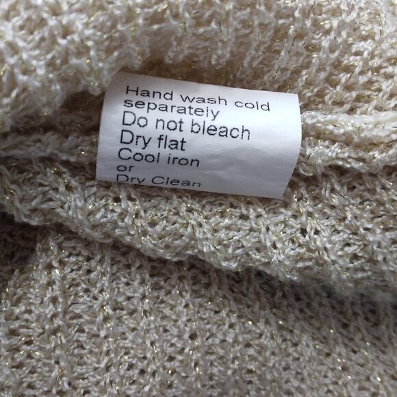 Isabella D |  Loose Knit Pull On Sweater Made in Italy Metallic Ecru | Size S - Picture 8 of 8